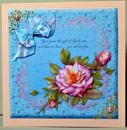 Blue Floral with Roses and Ribbons by Kristina Norbat
