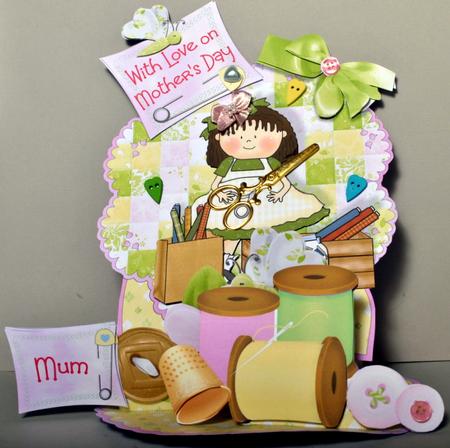 Giant Easel Tableau 3D Card Kit - Sew Happy by Kristina Norbat