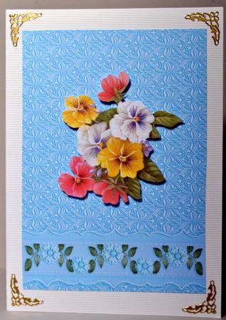 Aqua Fancy Embossed with Floral Border by Kristina Norbat