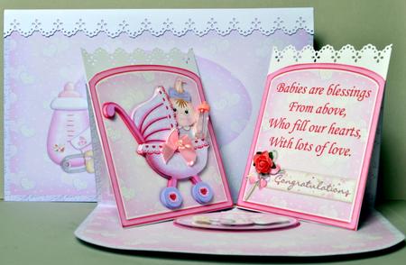 New Baby Girl Double Easel Card Kit by Kristina Norbat