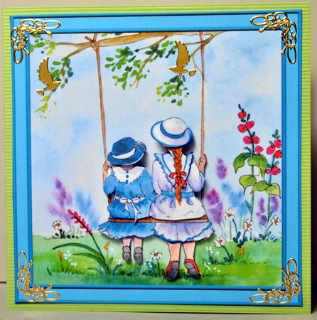 Swing in Time 6x6 Square Card Front with Decoupage by Kristina Norbat