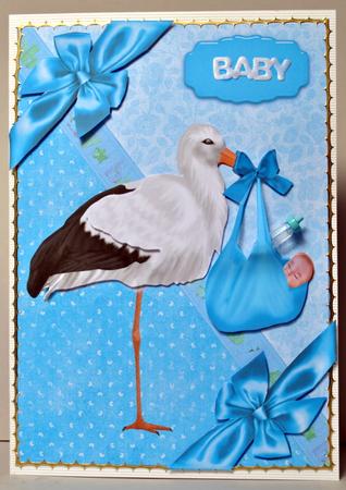 Stork Baby Boy with Decoupage by Kristina Norbat