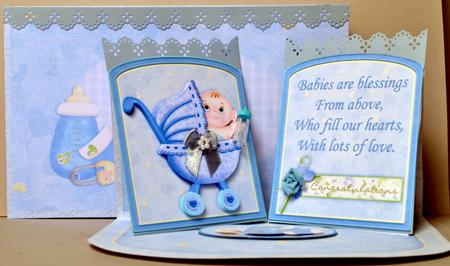 New Baby Boy Double Easel Card Kit by Kristina Norbat