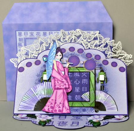 Oriental Lady - Scallop Easel Card Kit by Kristina Norbat