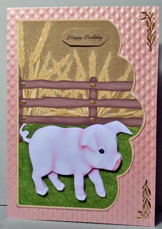 Little Piggy Out on the Farm Scalloped Edge Card by Kristina Norbat