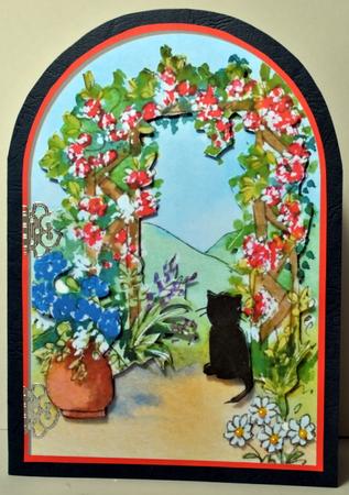 What a Wonderful World Arch Top Card Front with Decoupage by Kristina Norbat