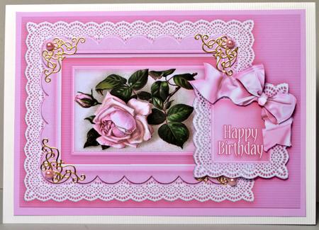 Pale Pink Rose in a Broiderie Anglaise Frame Decoupage by Kristina Norbat