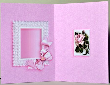 Pale Pink Rose in a Broiderie Anglaise Frame Matching A5 Ins by Kristina Norbat