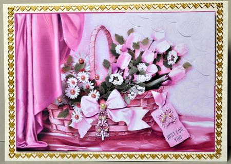 Pink Spring Flowers in a Basket Double Corner Stacker by Kristina Norbat