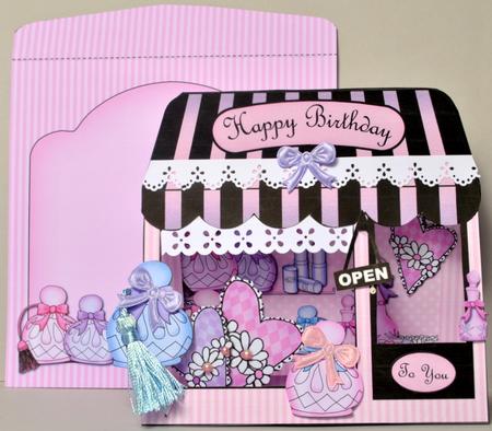 3D Pamper Yourself Window Pop Up Card Decoupage N Envelope by Kristina Norbat
