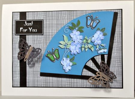Japanese Fan with Roses & Butterflies by Kristina Norbat