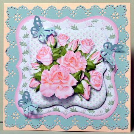 Pink Roses Framed & Layered Topper with Decoupage by Kristina Norbat