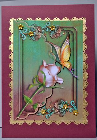 Beautiful Butterfly, Chocolate Mint Scalloped Envelope Card by Kristina Norbat