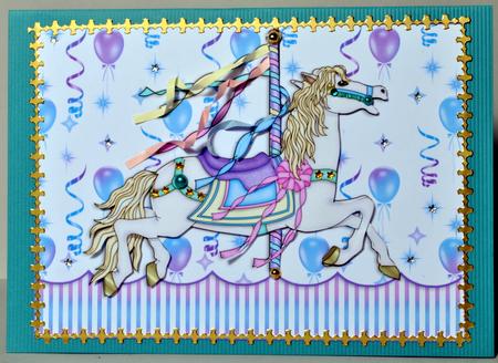 Carousel Horse Celebration - Decoupage Card by Kristina Norbat
