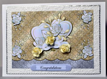 Silver and Gold Paper Hearts - Decoupage Card by Kristina Norbat