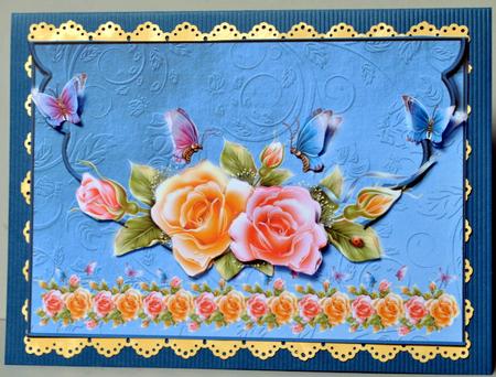 Roses and Butterflies Envelope Card with Decoupage by Kristina Norbat