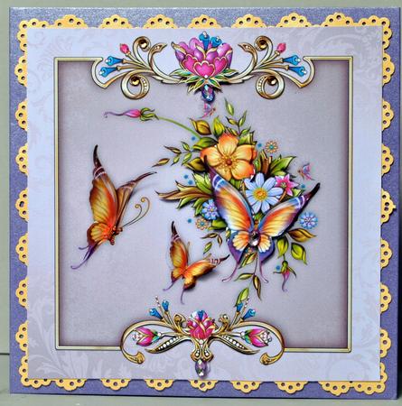 Bejewelled Butterflies Square Card Front with Step by Step by Kristina Norbat