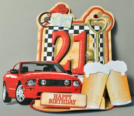 Giant Easel Tableau 3D Card Kit - Cheers! 21 Today by Kristina Norbat
