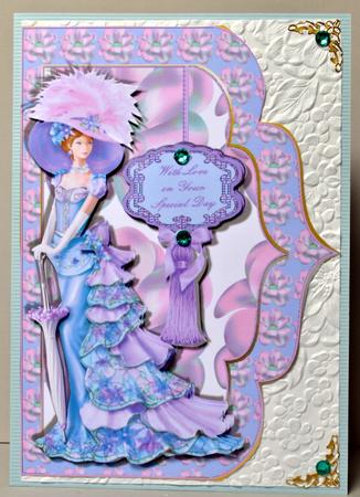 My Fair Lady Elegant Scallop Card Front 3 with Decoupage by Kristina Norbat