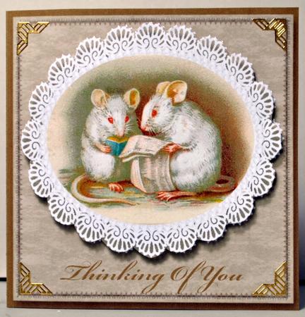 Reading Mice Quick Square Cut & Fold Card by Kristina Norbat