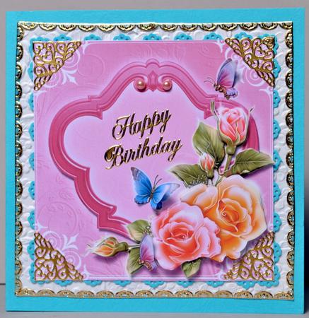 Glowing Butterfly Roses - Decoupage Card by Kristina Norbat