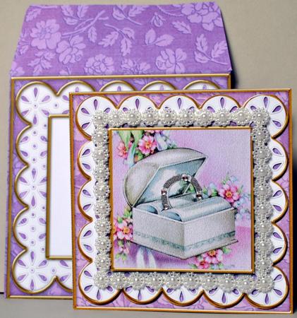 Ring Box Em Anglaise Scallop Square 3D Card Kit by Kristina Norbat
