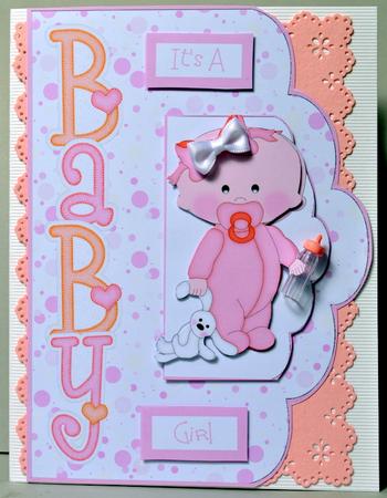 Baby Girl Scallopd Edge Topper with Decoupage by Kristina Norbat