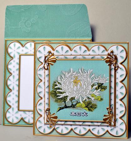 Oriental Lily Anglaise Scallop Square 3D Card Kit by Kristina Norbat