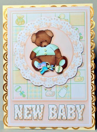 Tattered Teddy New Baby Decoupage by Kristina Norbat