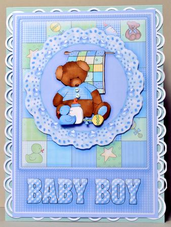 Tattered Teddy Baby Boy Decoupage by Kristina Norbat