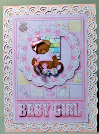 Tattered Teddy Baby Girl Decoupage by Kristina Norbat