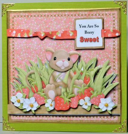 You Are So Berry Sweet Strawberry Mouse Card Front by Kristina Norbat
