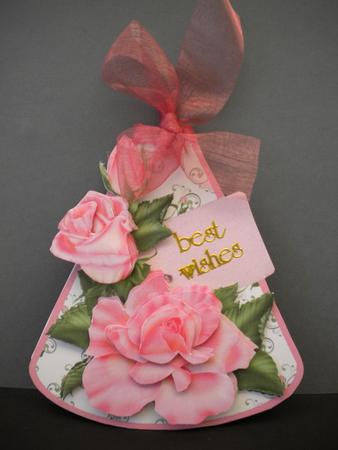 Pink Roses Wobble Card with Decoupage - Blank by Kristina Norbat