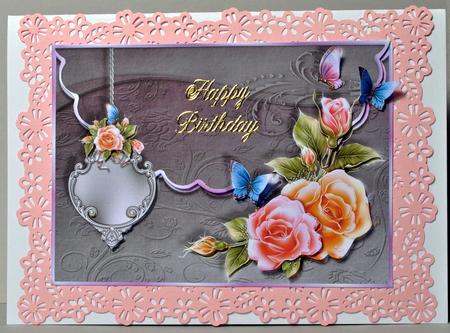 Beautiful Butterflies and Glow Roses Scalloped Edge Envelope by Kristina Norbat