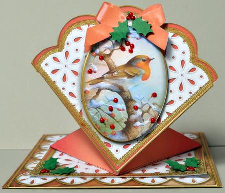 Robin 1 Anglaise Scallop Spring Decoupage Card by Kristina Norbat