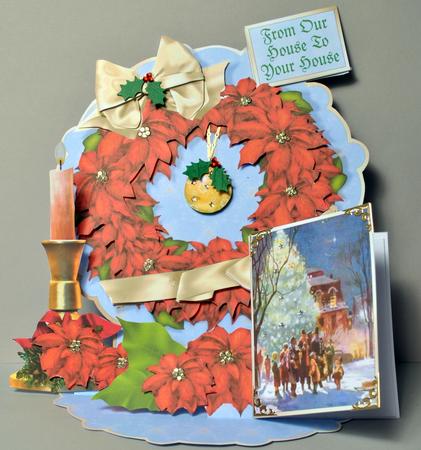 Giant Easel Tableau 3D Card Kit - Poinsettias & Candle by Kristina Norbat