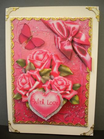 Roses and Satin in Cerise - Topper with Decoupage by Kristina Norbat