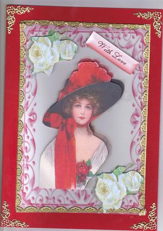 Pretty Vintage Lady in Red Bonnet by Kristina Norbat