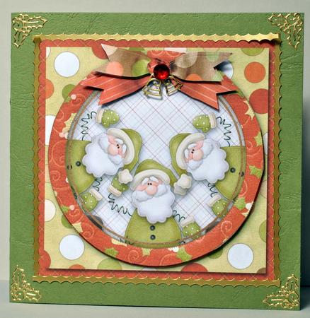A Trio of Santa's Quick Card Front by Kristina Norbat
