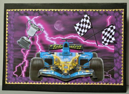Blue and Yellow Formula 1 Decoupage by Kristina Norbat