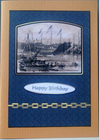 Old Ship Yard Sepia Birthday, Fathers Day Card with Pyramage by Kristina Norbat