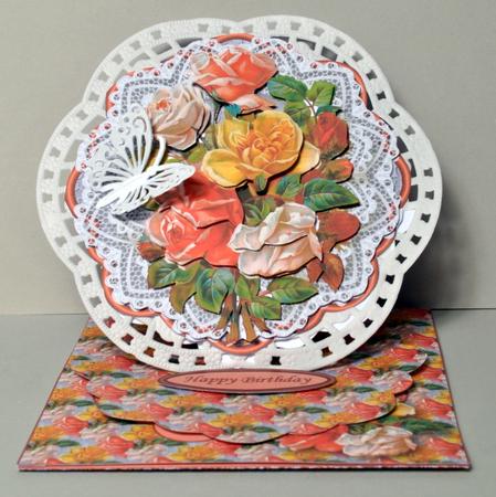 Roses and Lace Flower Shaped Easel Card Kit by Kristina Norbat