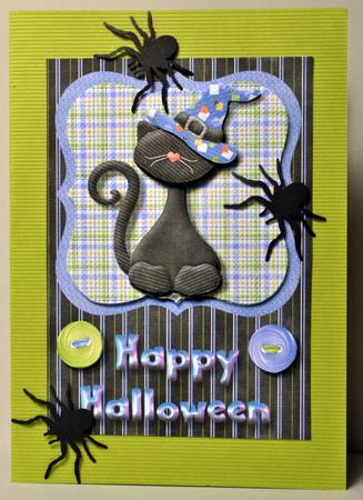 Happy Halloween Black Cat in Hat Card Front by Kristina Norbat