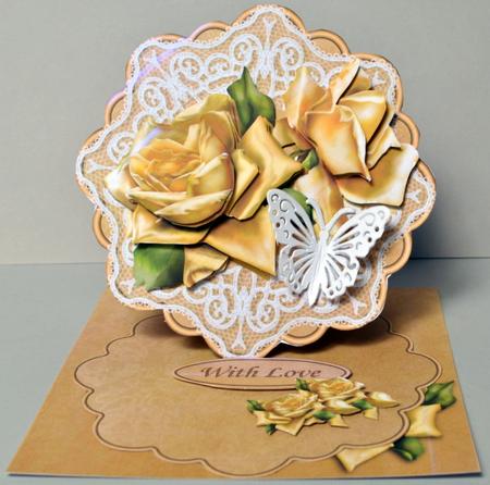 Yellow Roses Flower Shaped Easel Card Kit by Kristina Norbat