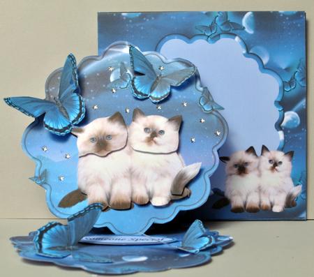 Moonlight Kittens Flower Shaped Easel Card Kit by Kristina Norbat
