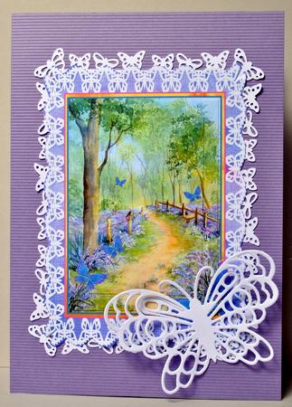 Bluebell Wood with Lace and Butterflies Decoupage by Kristina Norbat