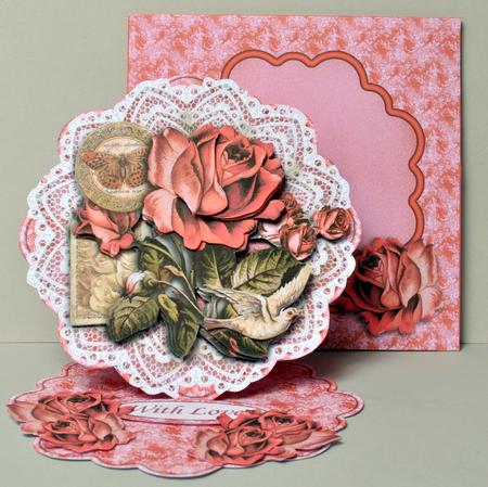 Vintage Romance Flower Shaped Easel Card Kit by Kristina Norbat