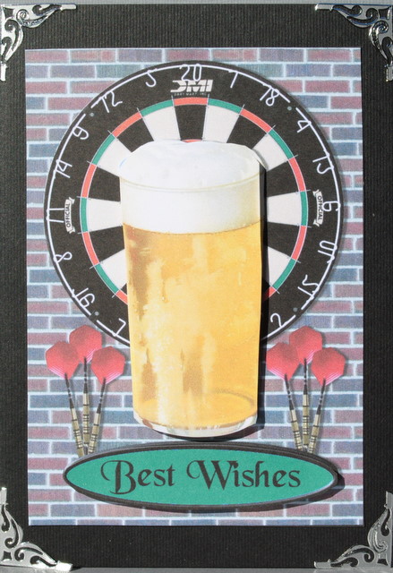 Beer & Darts Decoupage Quick Card Front by Kristina Norbat