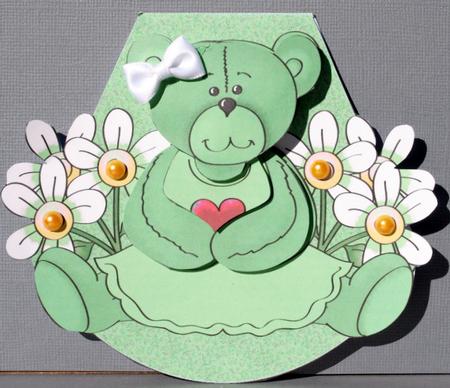 Cute Green Bear Wobble Card by Kristina Norbat