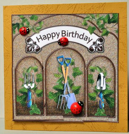 Gardening Birthday Shell Edged Corner Side Stacker by Kristina Norbat